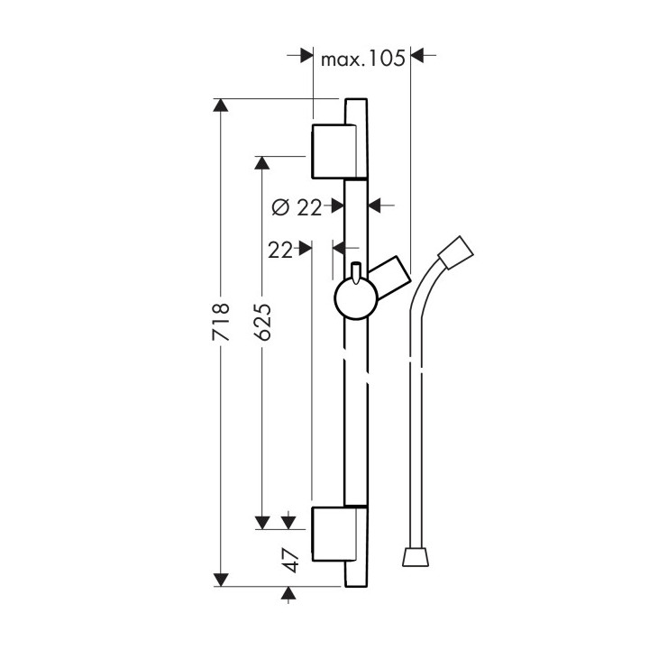 Drążek prysznicowy Hansgrohe 0,65 m Unica S Puro- sanitbuy.pl