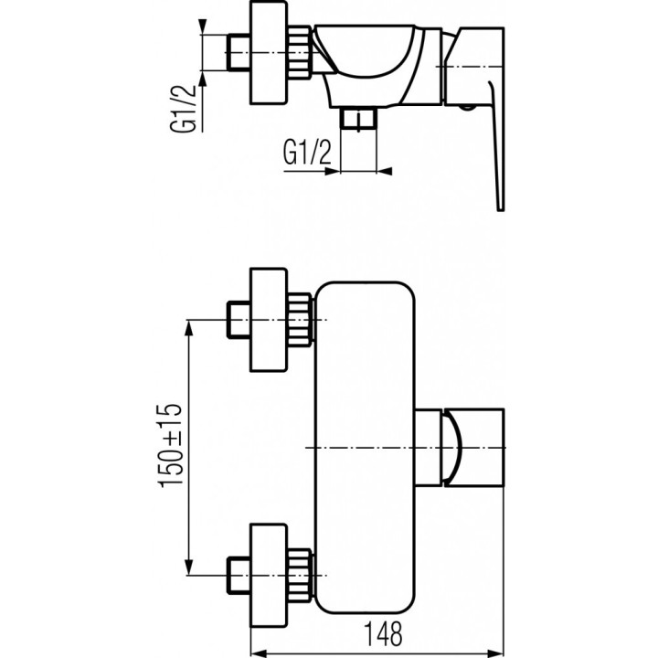 Bateria natryskowa Valvex Quasar, natynkowa, jednouchwytowa, chrom