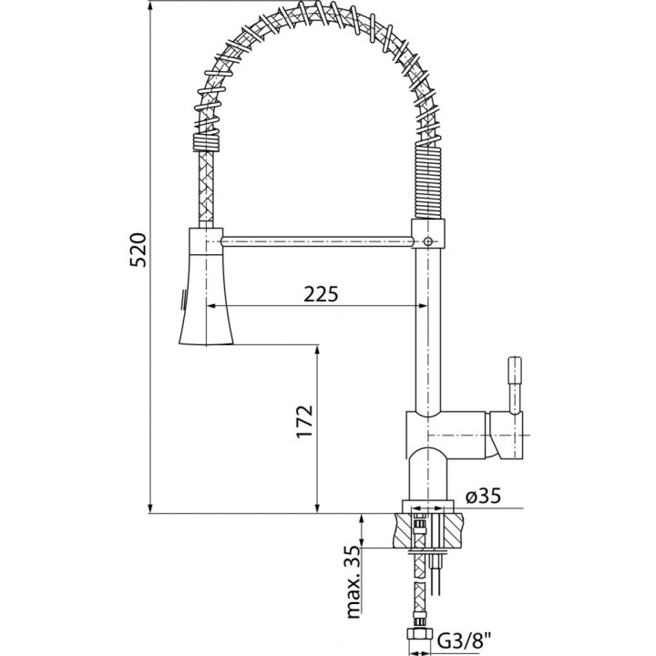 Bateria kuchenna Valvex Vegane, stojąca, wyciągana i obracana wylewka, chrom