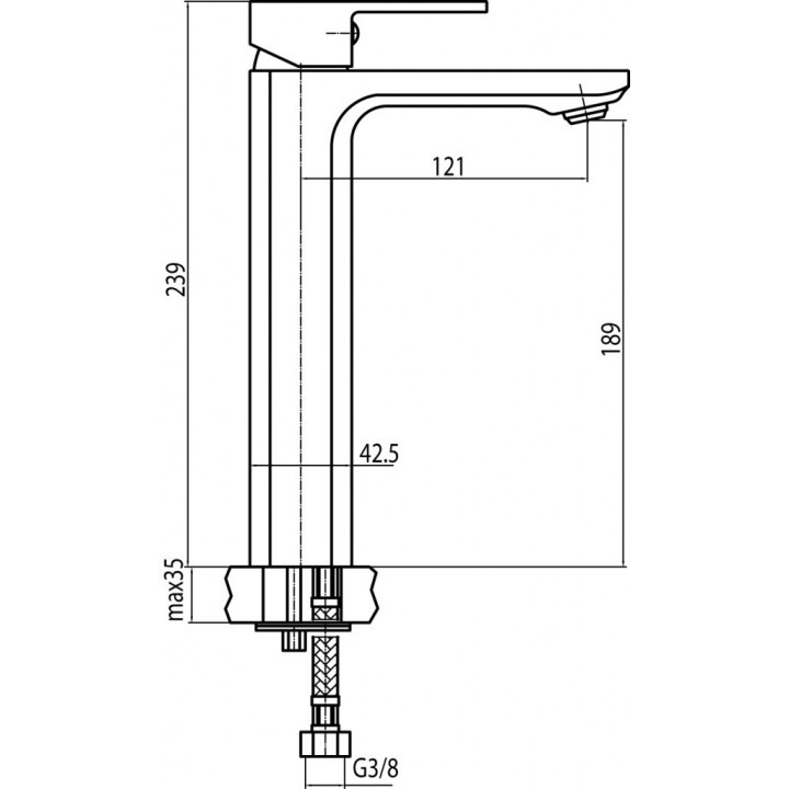 Bateria umywalkowa Valvex Loft Eco, stojąca, 4,5 l/min, wysokość 143mm, wylewka 111mm, korek click-clack, chrom