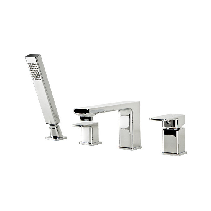 Bateria wannowa 5-otworowa Valvex Vegane, stojąca, wysokość 280mm, wylewka 190mm, zestaw natryskowy, chrom