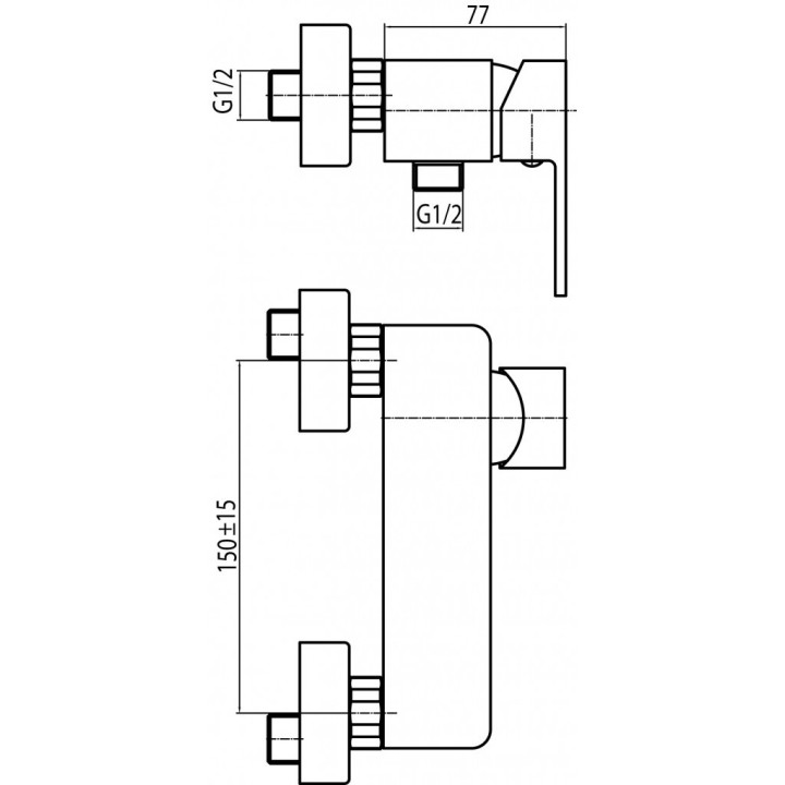 Bateria natryskowa Valvex Dali, natynkowa, jednouchwytowa, chrom