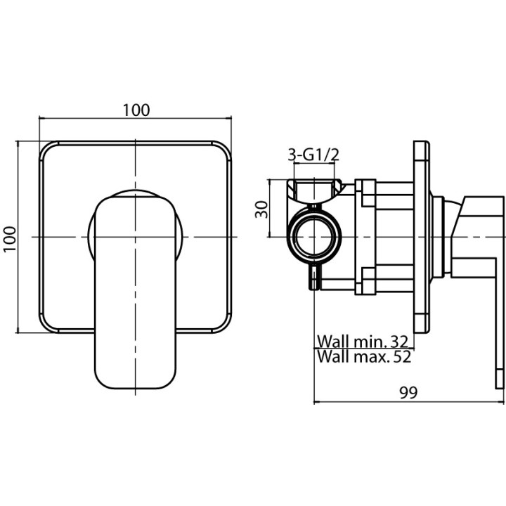 Bateria natryskowa Valvex Dali, podtynkowa, jednouchwytowa, chrom