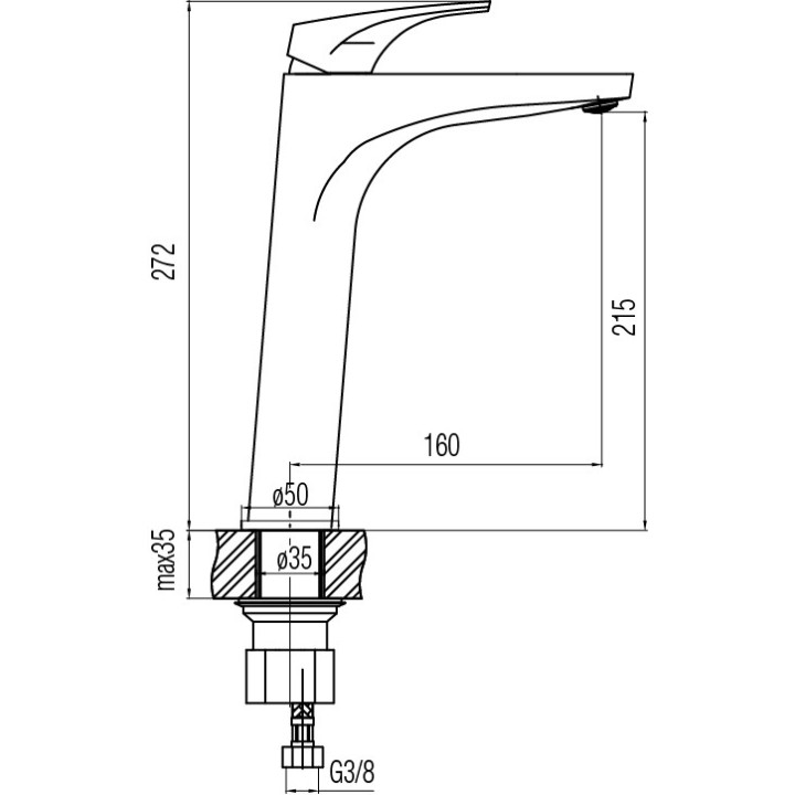 Bateria umywalkowa Valvex Sigma, stojąca, wysokość 137mm, wylewka 117mm, korek click-clack, chrom