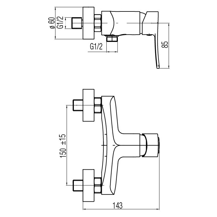 Bateria natryskowa Valvex Sigma, natynkowa, jednouchwytowa, chrom