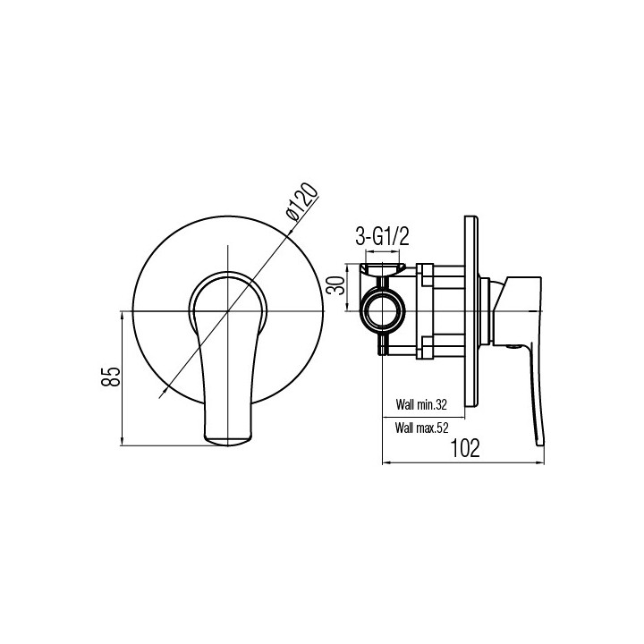 Bateria natryskowa Valvex Sigma, podtynkowa, jednouchwytowa, chrom
