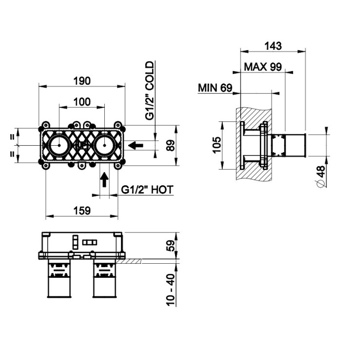 Element podtynkowy Gessi Anello dla jednouchwytowej baterii umywalkowej