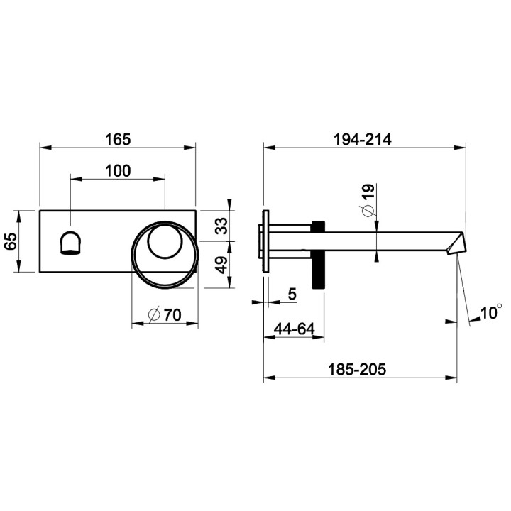 Bateria umywalkowa Gessi Anello, podtynkowa, krótka wylewka, chrom