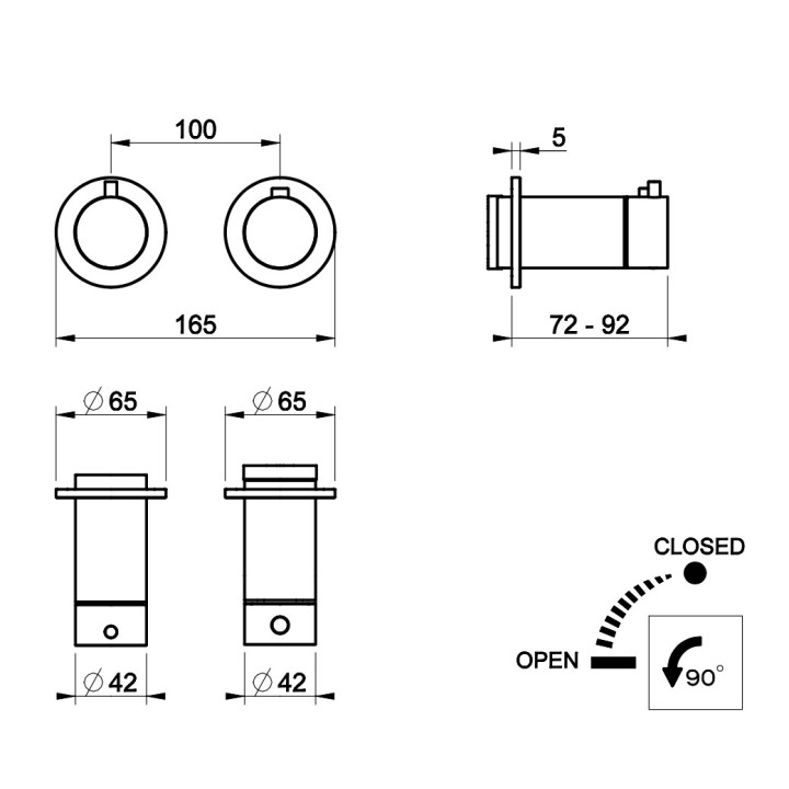 Bateria natryskowa Gessi Anello, podtynkowa, 2 wyjścia wody, chrom