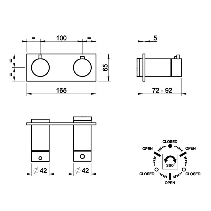 Termostatyczna bateria natryskowa Gessi Anello, podtynkowa, 2 wyjścia wody, chrom