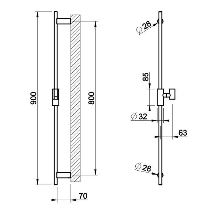 Drążek prysznicowy Gessi Anello, z słuchawką 1-funkcyjną i wężem, chrom