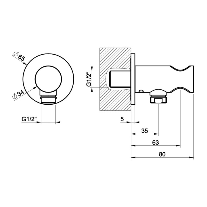 Przyłącze kątowe Gessi Anello, z uchwytem, chrom