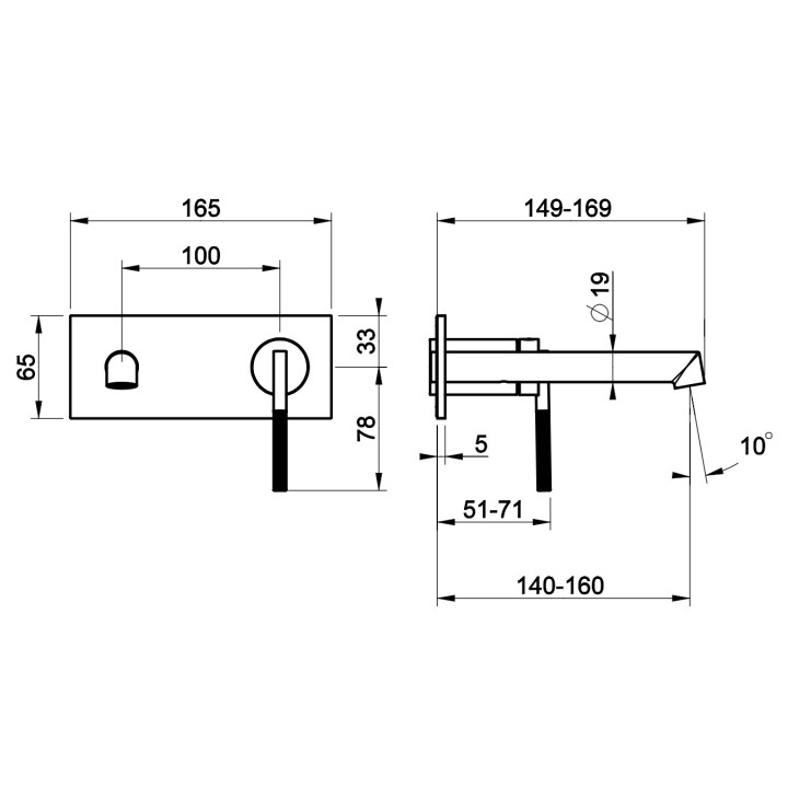 Bateria umywalkowa Gessi Anello, podtynkowa, krótka wylewka, chrom
