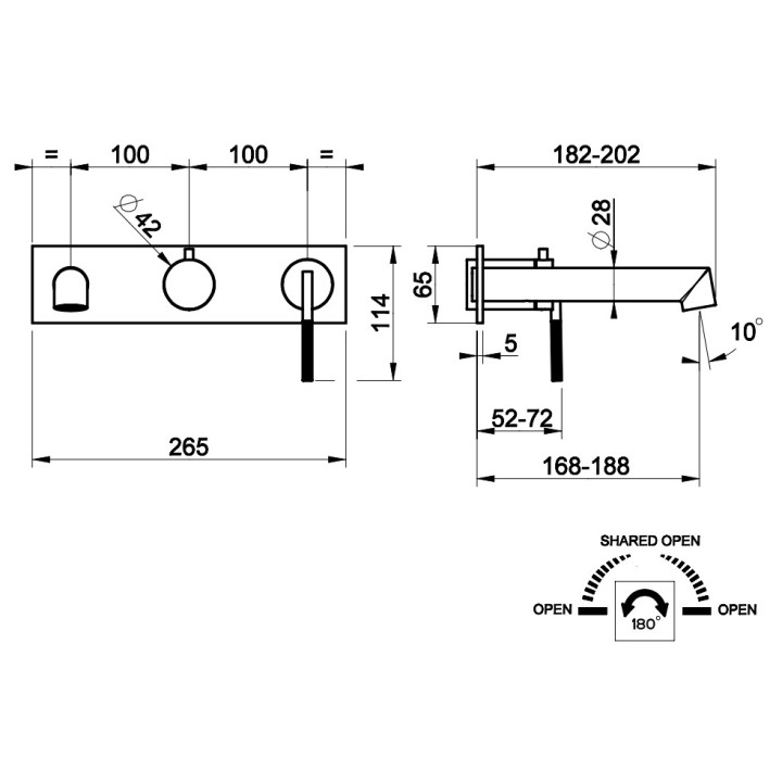 Bateria wannowa Gessi Anello, podtynkowa, 2 wyjścia wody, chrom