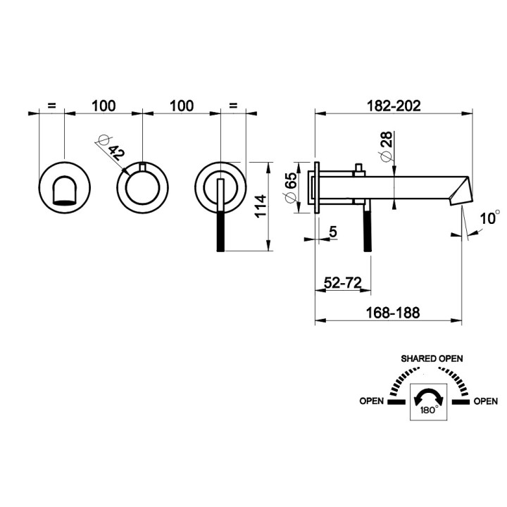 Bateria wannowa Gessi Ingranagiio, podtynkowa, 2 wyjścia wody, chrom