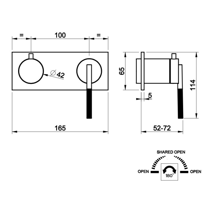 Bateria natryskowa Gessi Anello, podtynkowa, 2 wyjścia wody, chrom