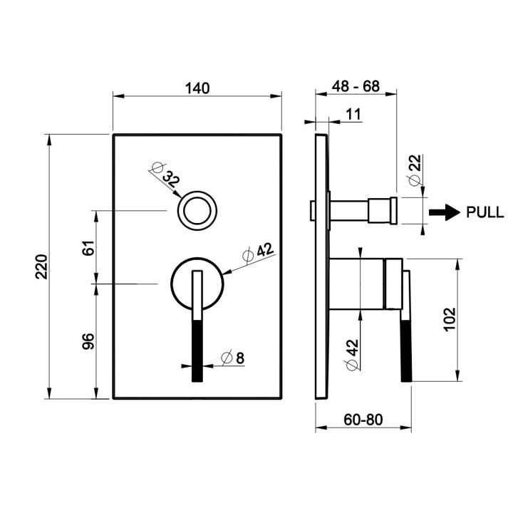 Bateria wannowo-natryskowa Gessi Anello, podtynkowa, 2 wyjścia wody, z przełącznikiem, chrom