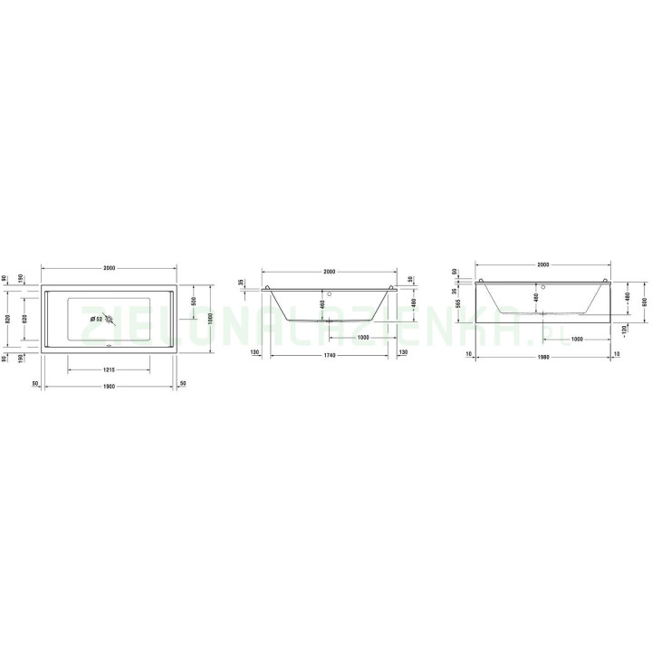Wanna Duravit Vero prostokątna 180x80 cm z ukośnymi oparciami