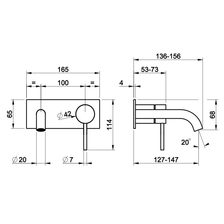 Bateria umywalkowa Gessi Flessa, podtynkowa, krótka wylewka, stal szczotkowana