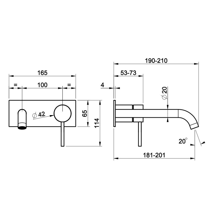 Bateria umywalkowa Gessi Trame, podtynkowa, krótka wylewka, stal szczotkowana