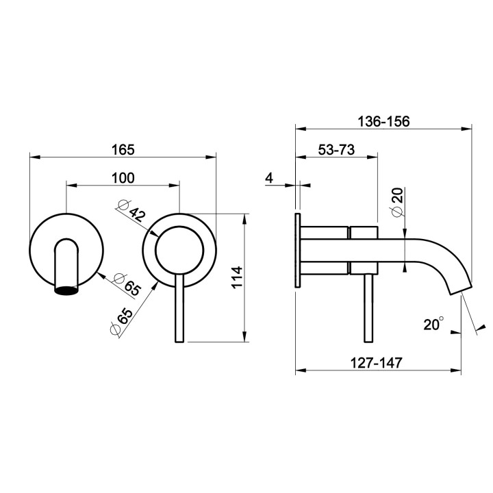Bateria umywalkowa Gessi Trame, podtynkowa, krótka wylewka, stal szczotkowana