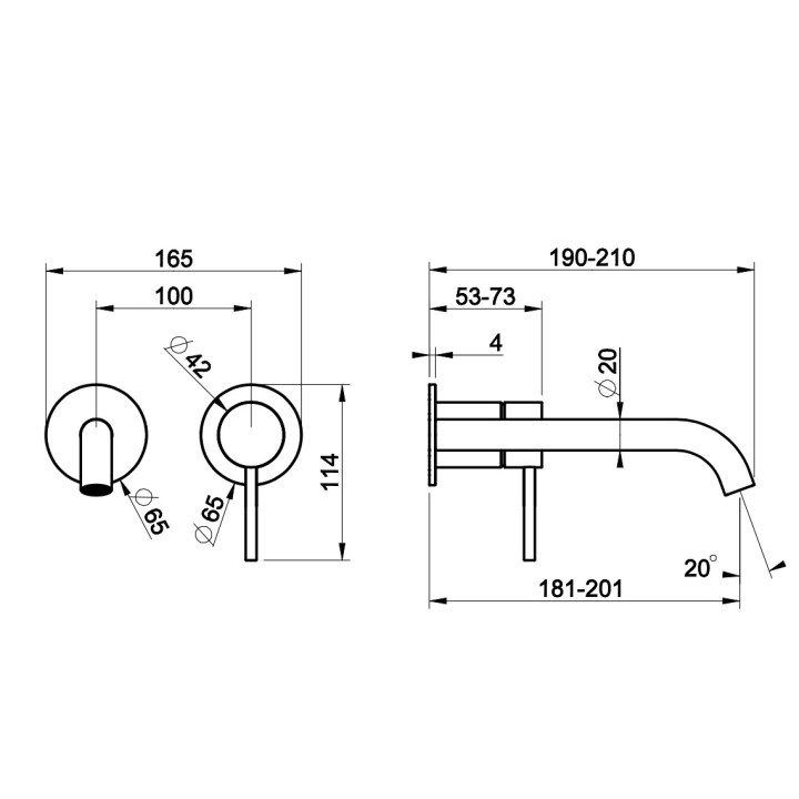 Bateria umywalkowa Gessi Trame, podtynkowa, 2-otworowa, krótka wylewka, stal szczotkowana