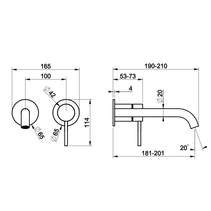 Bateria umywalkowa Gessi Intreccio, podtynkowa, 2-otworowa, krótka wylewka, stal szczotkowana