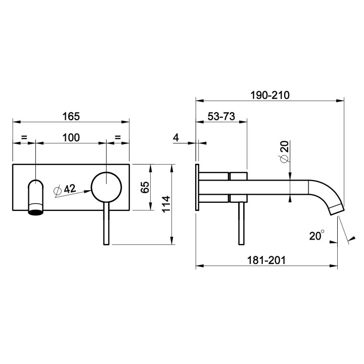 Bateria umywalkowa Gessi Meccanica, podtynkowa, krótka wylewka, stal szczotkowana