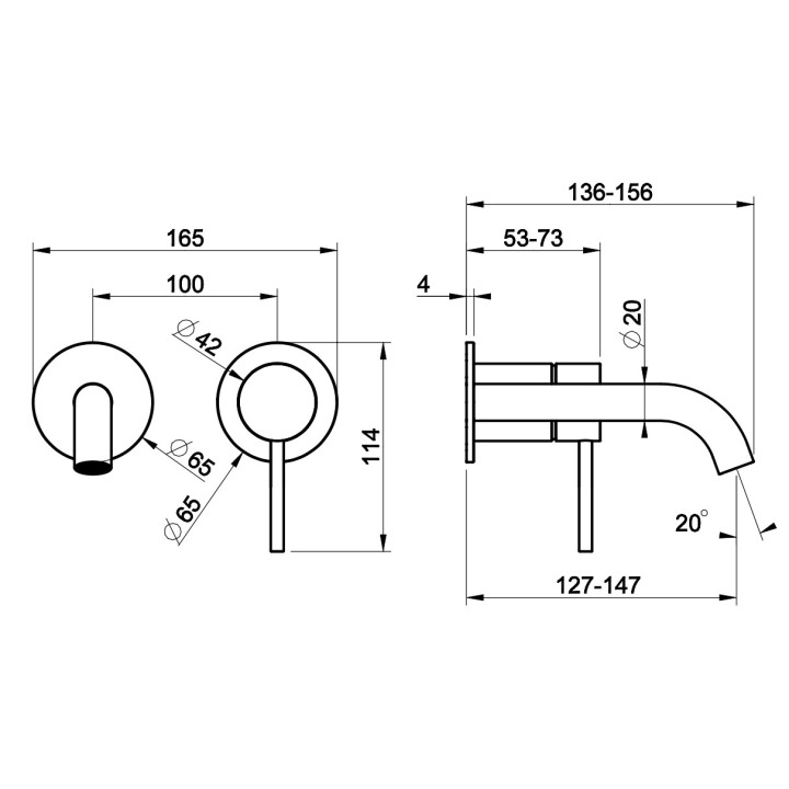 Bateria umywalkowa Gessi Meccanica, podtynkowa, krótka wylewka, stal szczotkowana