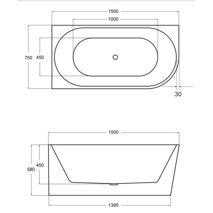 Wanna wolnostojąca Besco Zoya, prawa, 150x75cm, akrylowa, biała
