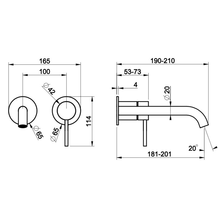 Bateria umywalkowa Gessi Cessello, podtynkowa, 2-otworowa, krótka wylewka, stal szczotkowana