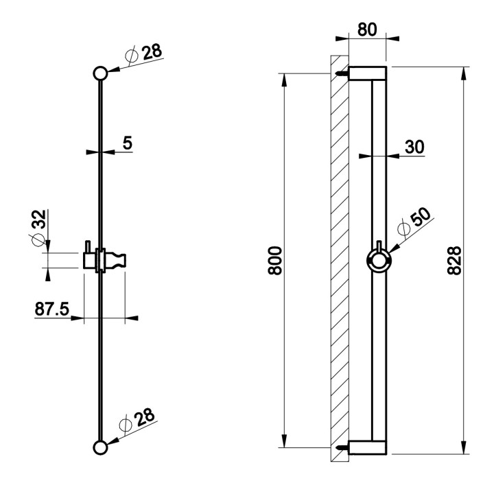 Drążek prysznicowy Gessi Ingranaggio, 900mm, z suwanym uchwytem, chrom