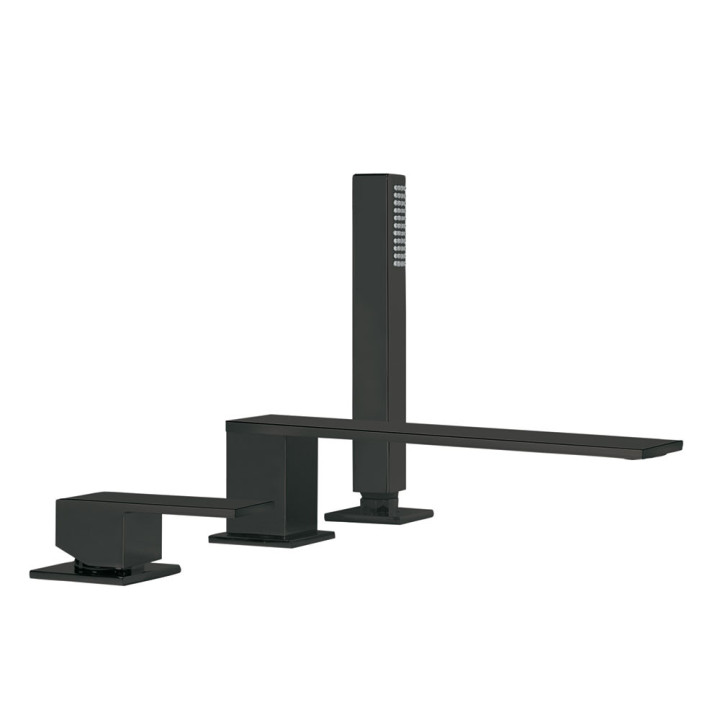 Bateria wannowa 3 otworowa Tres Cuadro, wylewka dł. 22 cm, stalowa,