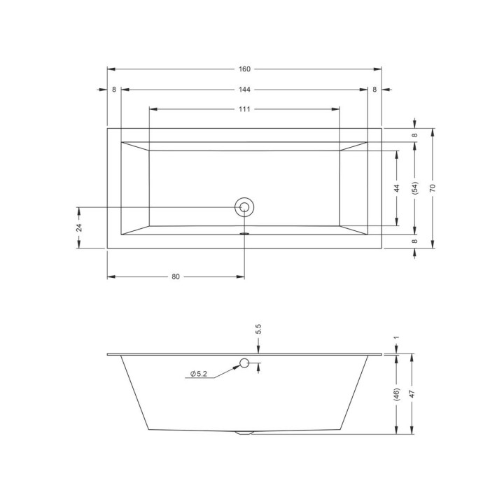 Wanna prostokątna Riho Lugo, 160x70cm, akrylowa, biały połysk