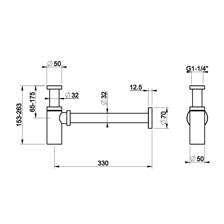 Syfon umywalkowy Gessi, 1 1/4", kwadratowy, Black Metal Brushed PVD