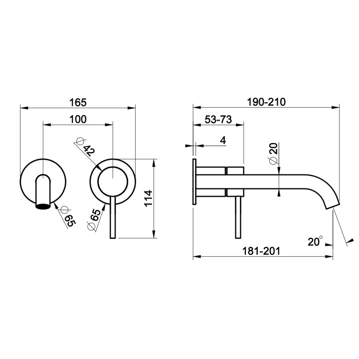 Bateria umywalkowa Gessi Meccanica, podtynkowa, 2-otworowa krótka wylewka, stal szczotkowana