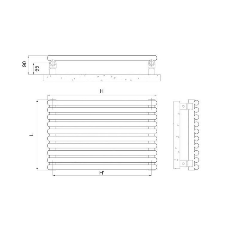 Grzejnik Irsap Sax 2 Poziomy 56x150 cm, podłączenie dolne prawe, jednorurowe (M93) - biały