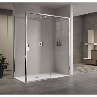 Drzwi prysznicowe prawe Novellini Opera 2P 147-151x200cm szkło przeźroczyste, profil czarny