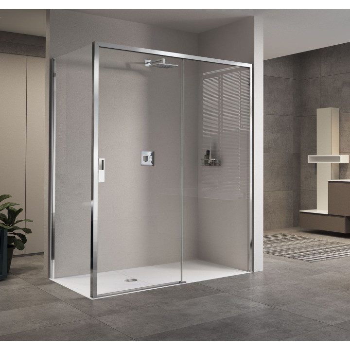 Drzwi prysznicowe prawe Novellini Opera 2P 147-151x200cm szkło przeźroczyste, profil czarny