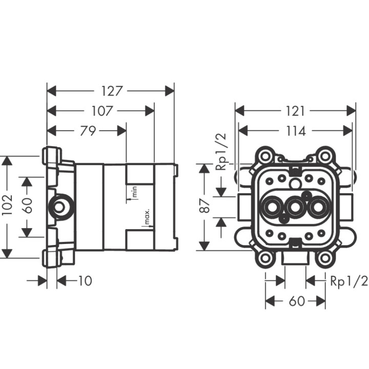 Zestaw podstawowy Axor ShowerSolutions, dla deszczownicy z ramieniem ściennym 2jet