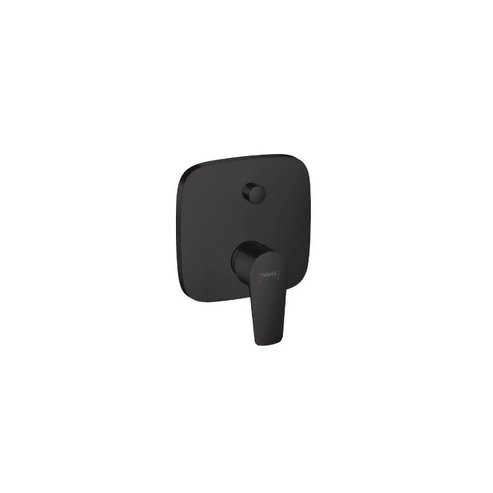 Jednouchwytowa bateria wannowa Hansgrohe Talis E, zintegrowany systemem zabezpieczający, montaż podtynkowy - czarny mat