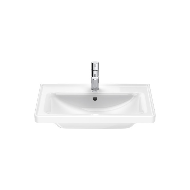 Umywalka wisząca/meblowa Duravit D-Neo, 65x48cm, z przelewem, otwór na baterię, biała