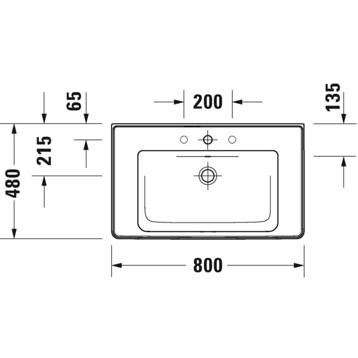 Umywalka wisząca/meblowa Duravit D-Neo, 80x48cm, z przelewem, otwór na baterię, biała