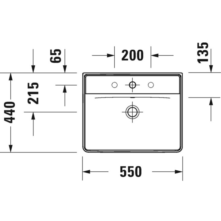 Umywalka wisząca Duravit D-Neo, 55x44cm, z przelewem, otwór na baterię, biała