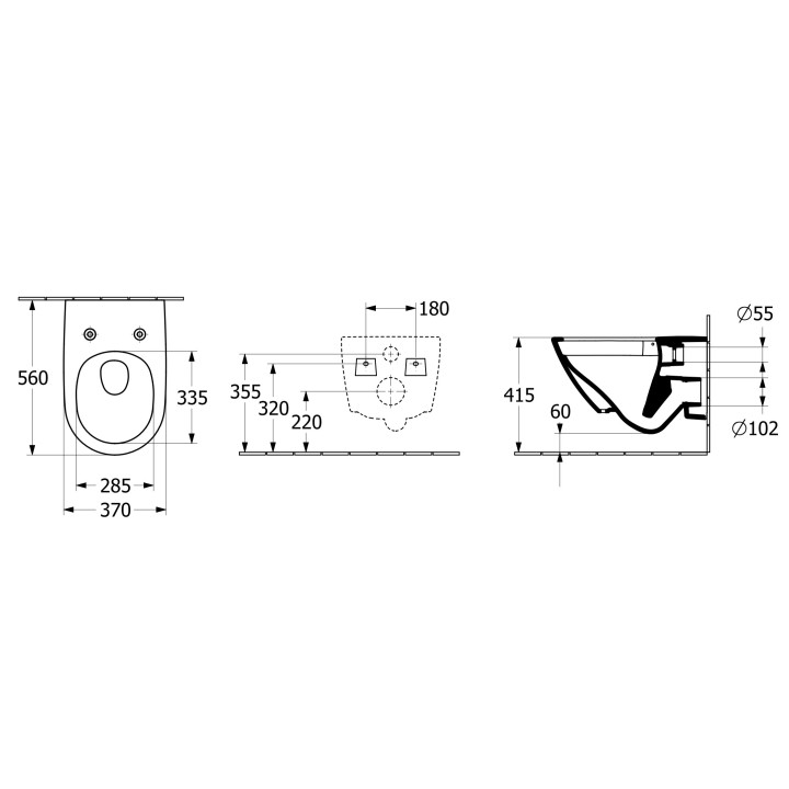 Miska wisząca WC Villeroy&Boch Subway 3.0, 56x37cm, bez kołnierza, TwistFlush, Weiss Alpin