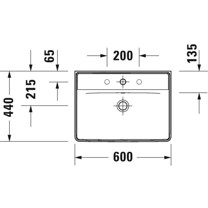 Umywalka wisząca Duravit D-Neo, 60x44cm, z przelewem, otwór na baterię, biała