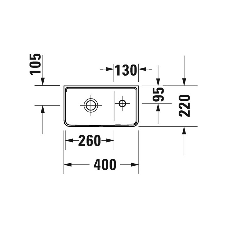 Umywalka wisząca Duravit D-Neo, 60x44cm, z przelewem, otwór na baterię, biała