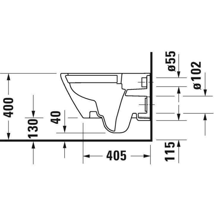 Miska toaletowa wisząca Duravit D-Neo Rimless, 54x37cm, bez rantu spłukującego, 4,5 l, UWL klasa 1, biała