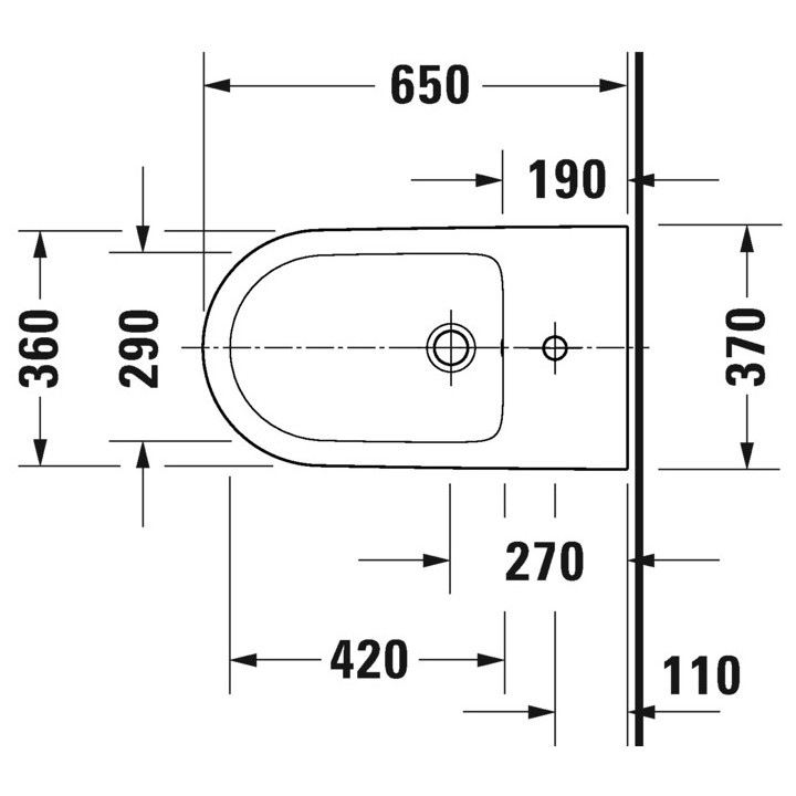 Bidet wiszący Duravit D-Neo Rimless, 54x37cm, z przelewem, otwór na baterię biały