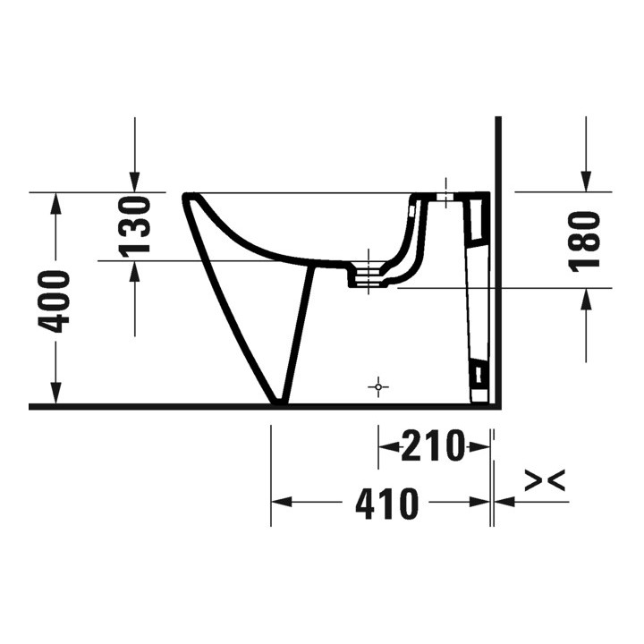Bidet stojący Duravit D-Neo Rimless, 65x37cm, z przelewem, otwór na baterię biały